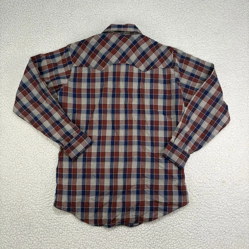 Vintage‎ Levi Strauss & Co Western Pearl Snap Shirt Mens Size M Red Blue Plaid